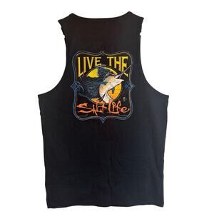 Salt Life Graphic Tank Top Mens Small Fishing Summer Vacation Black Muscle Shirt